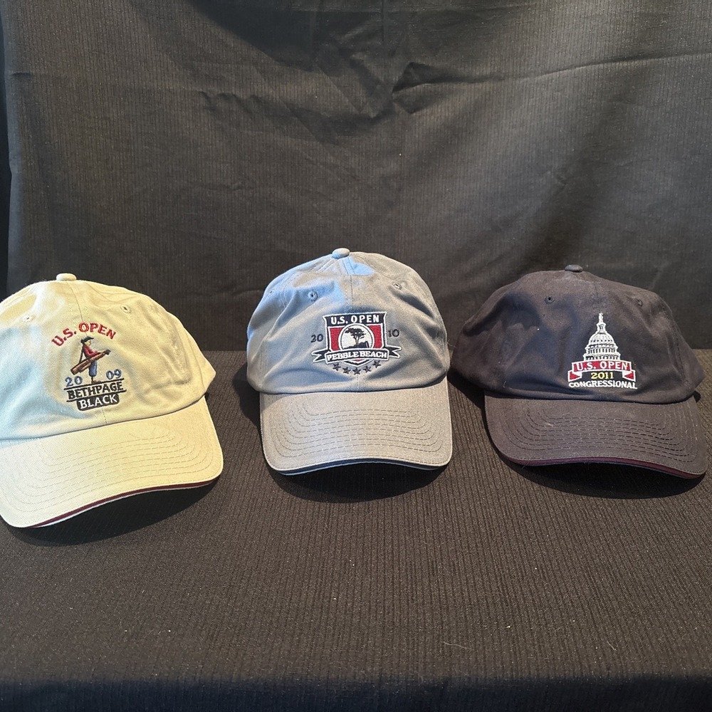 Lot of 3 US Open Golf Caps Hats USGA Members Strapback 2009 2010 2011